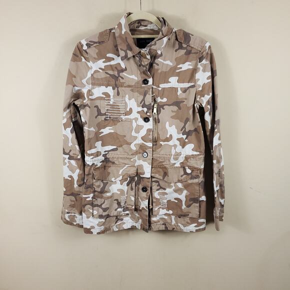 Love Tree Distressed Brown Camo Utility Jacket Size S - Picture 1 of 12